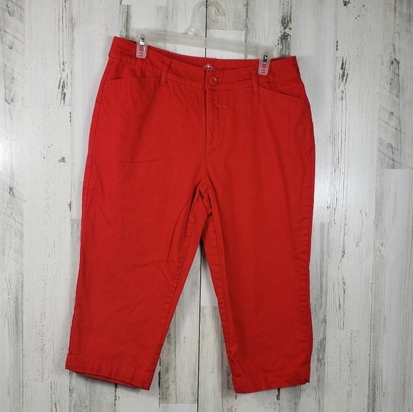 st johns Bay capri red cropped pants women's plus size 14 - Picture 1 of 11